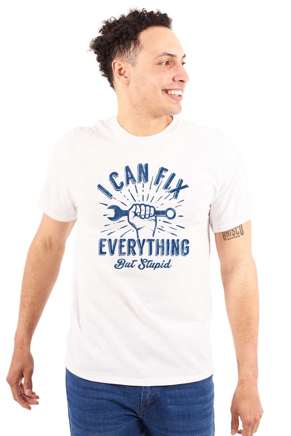 Can Fix Everything Mechanic Humor Plus Size Crewneck Graphic Tee Shirt Brisco Brands 3X