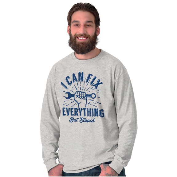 Can Fix Everything Mechanic Humor Plus Size Long Sleeve Graphic Tee Shirt Brisco Brands 3X