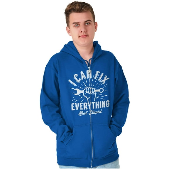 Can Fix Everything Mechanic Humor Unisex Fleece Graphic Zip Up Hoodie Brisco Brands 5X