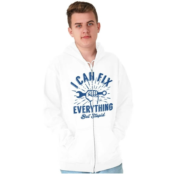 Can Fix Everything Mechanic Humor Unisex Fleece Graphic Zip Up Hoodie Brisco Brands 5X