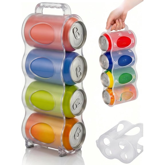 Can Holder for Cooler, Portable Soda Can Organizer for Cooler with Handle, Space Saving Refrigerator Rotation Beverage Rack for Pantry, Cabinet, Beverage Dispenser Bin (1pcs)