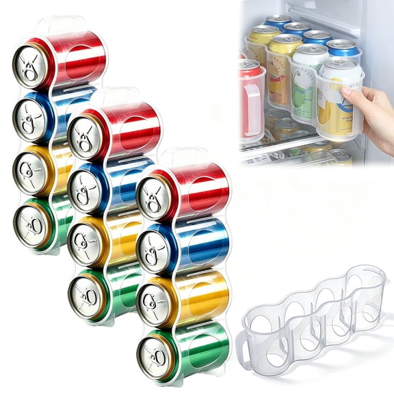 Can Holder for Cooler, Portable Soda Can Organizer for Cooler with Handle, Space-Saving Rotating Beverage Rack for Fridge, Pantry and Counters, Easy-Access Soda and Beer Cans Organizer