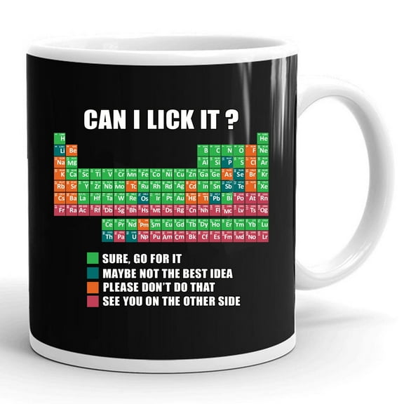 Can I Lick It Periodic Table Teacher Student Gift Ceramic Mug 11oz (White;11oz)