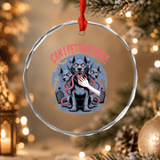 Can I Pet That Dog Cerberus Horror Halloween Dog Lover Pet Ornament, Canine Keepsake Decor, Circle Glass Ornament