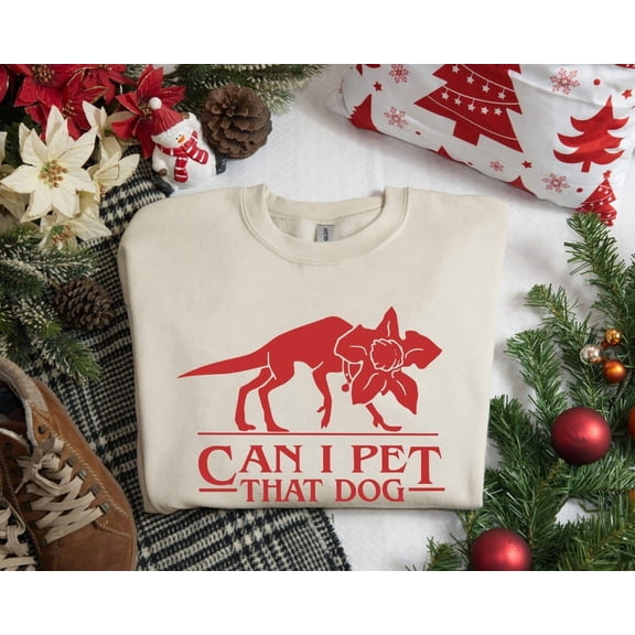Can I Pet That Dog Demogorgon Devil T-Shirt - Funny Stranger Upside Down Dog Lover T-Shirt