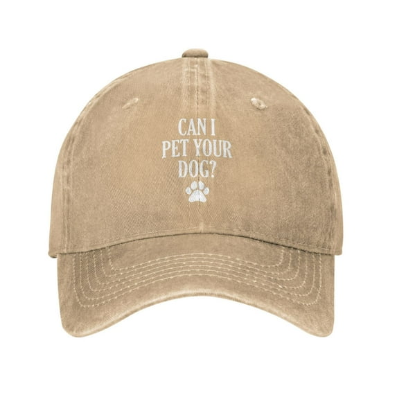 Can I Pet Your Dog Baseball Cap Vintage Soft Washed Denim,Golf Dad Hat Adjustable Trucker Hats for Men Women Unisex Adult,Natural