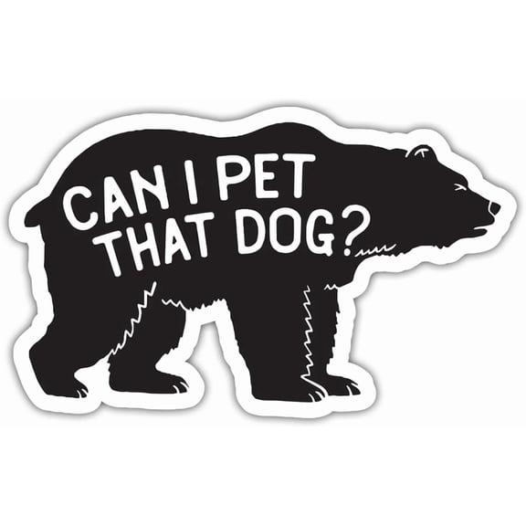 Can I Pet that Dog Meme Sticker, Funny Viral Video Bear Decal Gifts for Laptop, Water Bottle & Phone (3.25" x 2")