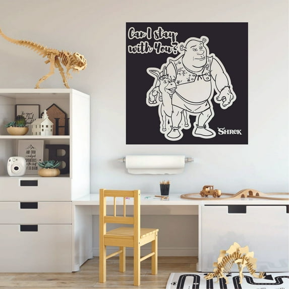 Can I Stay With You Shrek And Donkey Bestfriends Shrek Quote Vinyl Wall Art Wall Decal Wall Sticker Decoration Home Room Kids Childrens Room Boys Girls Nursery Kindergarten Size (40x40 inch)