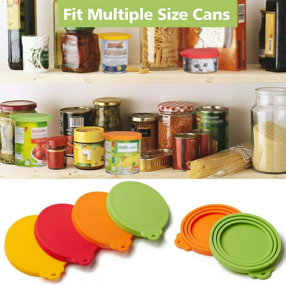 Can Lid (1X Yellow, 1X Orange, 1X Red, 1X Green), Lids Food Can 4, Home and Kitchen, 1X Yellow, 1X Orange, 1X Red, 1X Green, By Relocy
