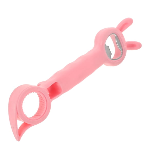 Masteelf Pink Versatile Can Opener for Kitchen Gadgets with Ergonomic Grip and PP Steel Construction 4 in 1 Tool