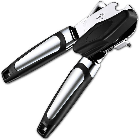 Can Opener Manual, Handheld Strong Heavy Duty Can Opener with Anti-slip Hand Grip, Stainless Steel Sharp Blade, and Large Turn Knob