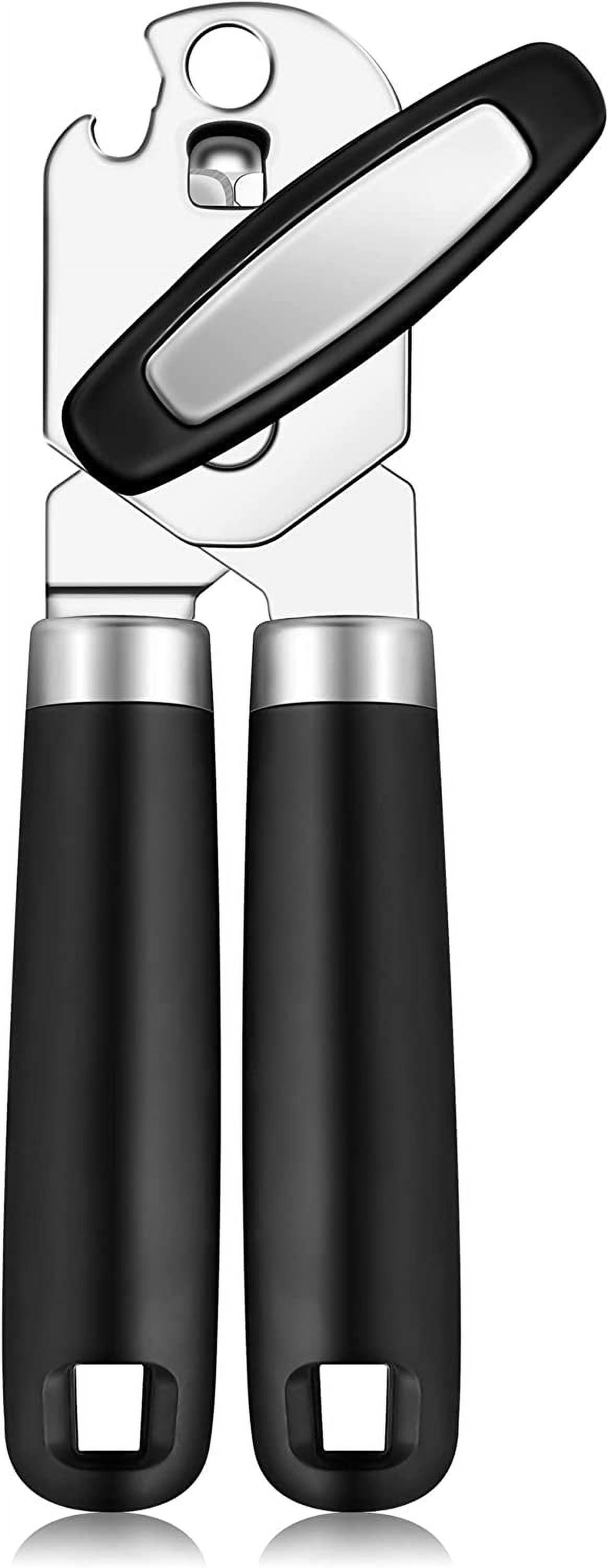 Black Stainless Steel Manual Can Opener with Non-slip Grip
