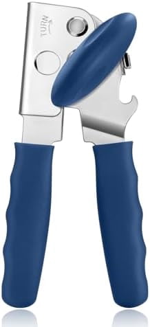 Can Opener Manual Heavy Duty,  Hand Held Can Openers for Seniors with Comfort Grip Sharp Blade, Solid Steel Hand Manual Can Open with Magnet for Kitchen Camping, Blue