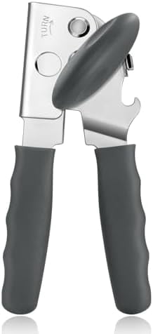 Can Opener Manual Heavy Duty,  Hand Held Can Openers for Seniors with Comfort Grip Sharp Blade, Solid Steel Hand Manual Can Open with Magnet for Kitchen Camping, Gray