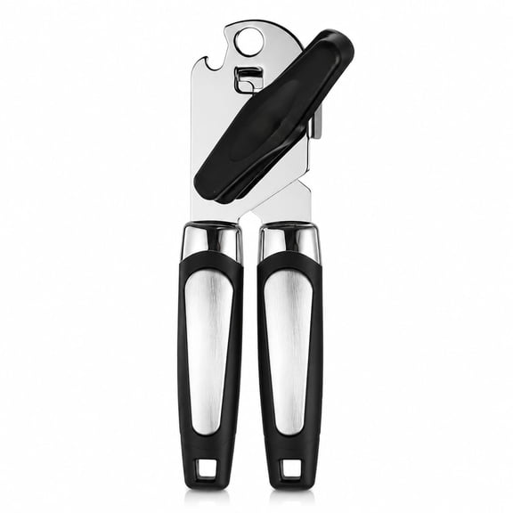 Can Opener Manual, Heavy Duty Handheld Can Opener with Smooth Cutting Edge, Kitchen Essentials Tool with Bottle Opener for Kitchen, Camping and Daily Use