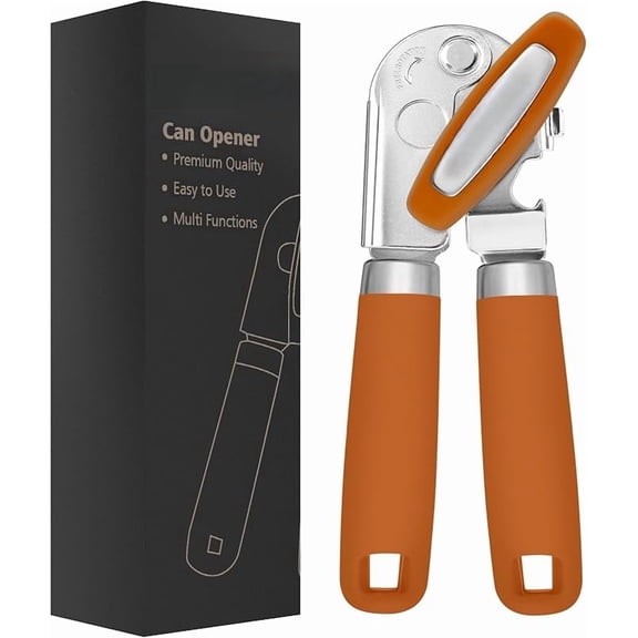 Can Opener Manual with Magnet, Hand Held Heavy Duty Can Opener with Durable Sharp Blade Smooth Edge, Big Effort-Saving Knob, Soft Grip Rubber Handle, Multifunctional Bottle Opener, Green