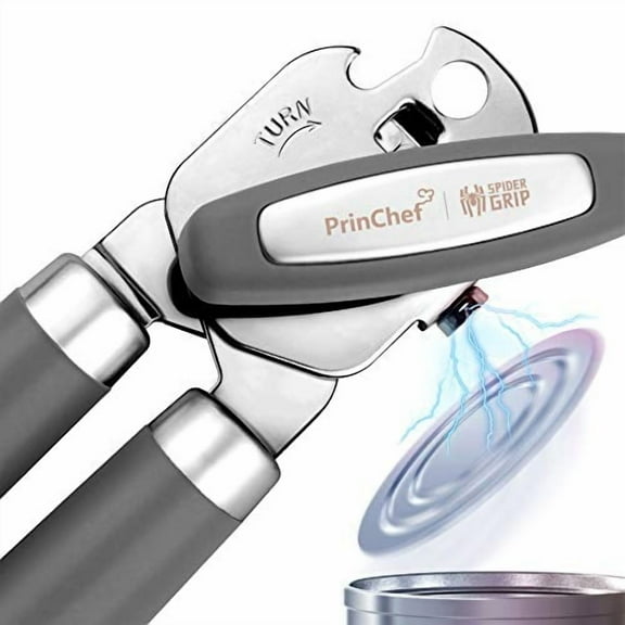 Can Opener Manual with Magnet, Smooth Edge, Good for Seniors with Arthritis,Gray