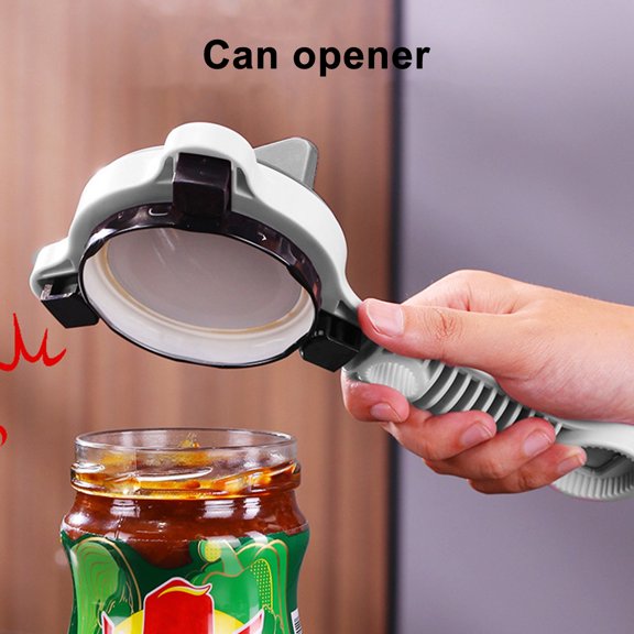 Can Opener Multi-Function Adjustable Rotatable Bottle Opener with Ergonomic Handle Lid Remover Tool for Seniors And Home Cooks Stainless Steel Kitchen Tool