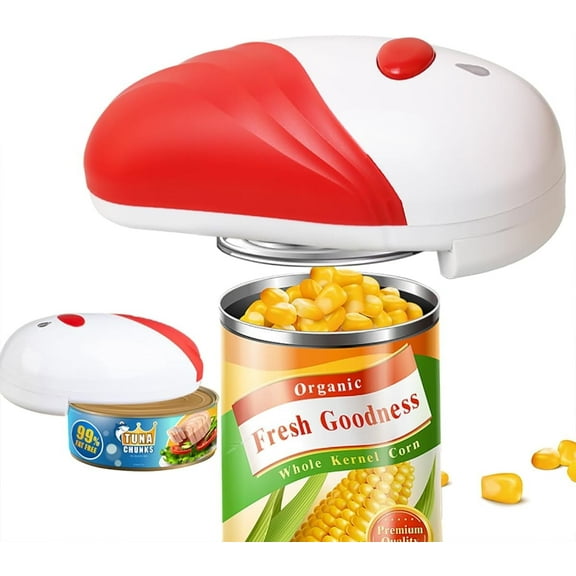 Can Opener, One-Touch Automatic Can Opener for Seniors with Arthritis, Hands-Free Can Opener for Almost Can Sizes, Smooth Edge & Food-Safe Kitchen Gadgets(Red)