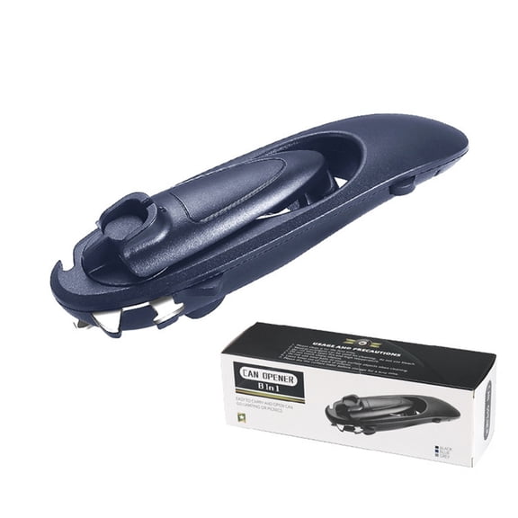 Can Opener eight-in-1 .Multi-functional manual Bottle Opener; hand-cranked Can Opener.Heavy Duty Can Opener Grips Anti-slip Hand Grip Stainless Steel and Easy to Use(Blue）