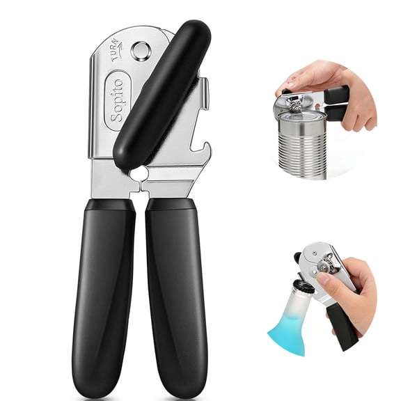 Sopito Safety Magnetic Can Opener Manual, Heavy Duty Can Opener Smooth Edge with Sharp Stainless Steel Blade
