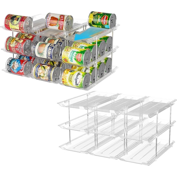 Can Organizer For Pantry 6 Tier*3 Canned Food Goods Organizer For Cabinet Clear Automatic Rolling Can Storage Organizer Pantry Holders Rack