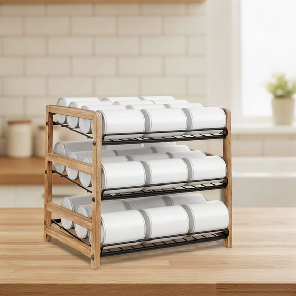 Can Organizer for Pantry 3-Tier, Can Storage Organizer, Soda Can Organizer, Holds up to 36 Cans Holders for Pantry, Cabinet, Countertop, Carbonized Brown