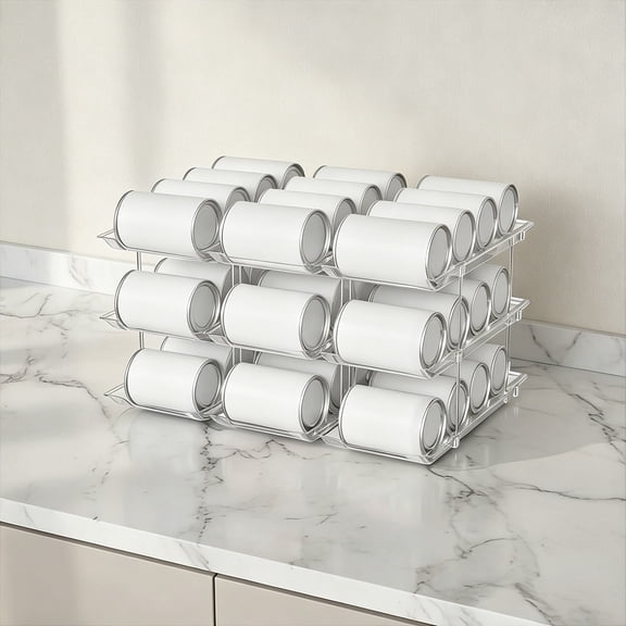 Can Organizer for Pantry, Modular 3-Tier Can Dispenser, Flexible Combination Design, Clear Extra-Thick Durable Storage Rack for 36 Cans, Stackable for Cabinet, Pantry, Fridge, Countertop