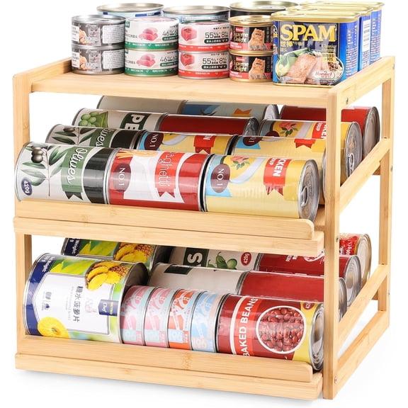 Can Organizer for Pantry, 3 Tiers | Hold up to 72 3oz Cat Can, Rolling Can Storage, Soda Dispenser, For Cabinet