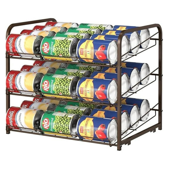 Can Organizer for Pantry, Stackable Can Dispensers Holds up to 36 Cans, Food Storage Can Rack for Kitchen Cabinets, Copper