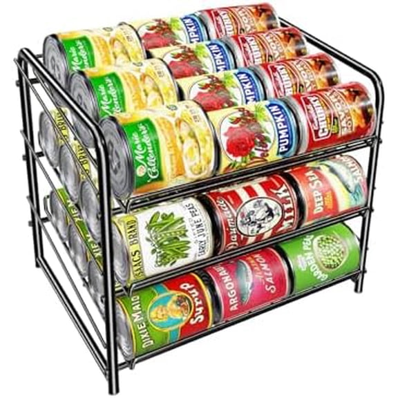 Can Rack Organizer, Stackable Can Storage Dispenser Holds up to 36 Cans for Kitchen Cabinet or Pantry, Black$$Home Decor, Kitchen, & Other