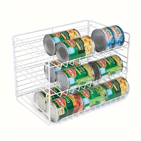 Can Rack Organizer for Kitchen and Pantry,3 Tire Canned Food Storage Rack, Holds 36 Cans,Space Saving,White