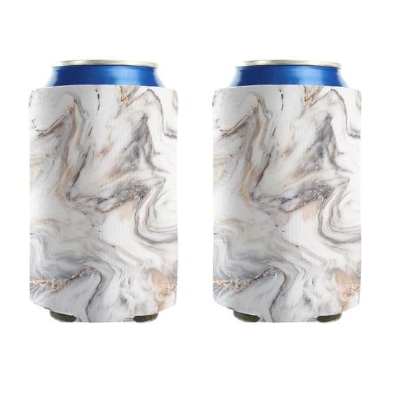 Can Sleeves 2 Pack Cool Neoprene Insulated Bottle Jackets Marble Grey Gold Beer Can Coolies for Birthday Party Decoration (3.9In X4.9 In)