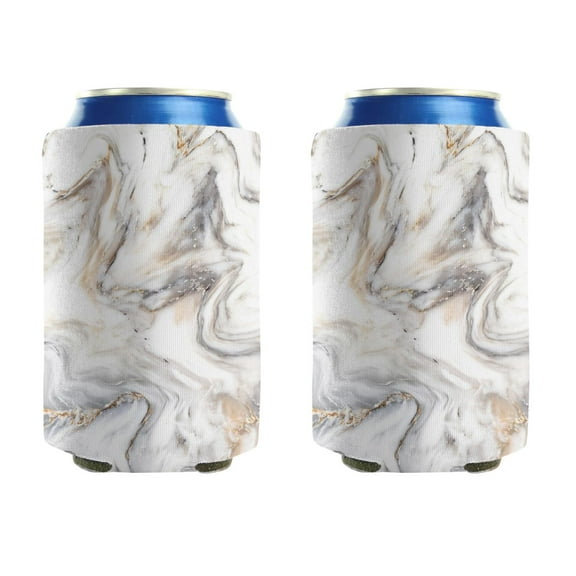 Can Sleeves 2 Pack Cool Neoprene Insulated Bottle Jackets Marble Grey Gold Beer Can Coolies for Birthday Party Decoration (3.9In X4.9 In)