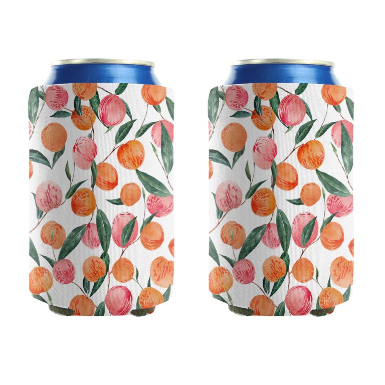 16 Pcs Beer Can Coolers Sleeves - Summer Pattern, Insulated, Collapsible For Cans & Bottles