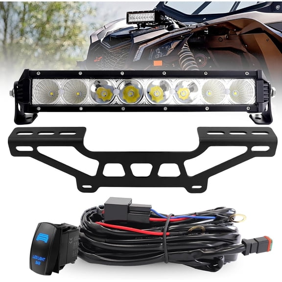 Can Am X3 Yellow Shock Tower Light Bar with Mount Bracket,60W 6000LM Light Bar Kit with Rocker Switch Wiring Harness Compatible with Can-Am Maverick X3 & X3 Max X RS Turbo R