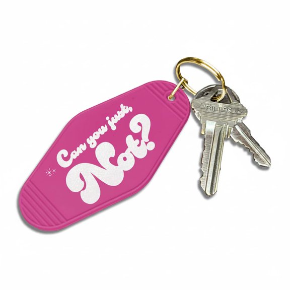 Can You Just, Not? | Funny Pink Retro Motel Keychain