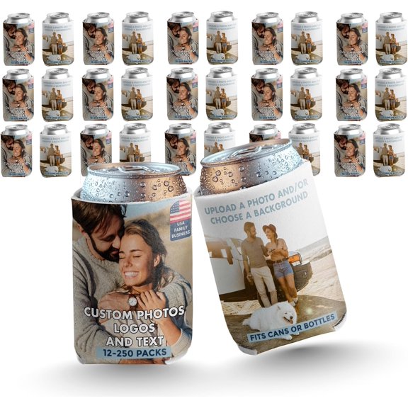 Can and Beverage Coolers: Custom Can Coolers 2 Photo Can Coolers with Custom Text (150)