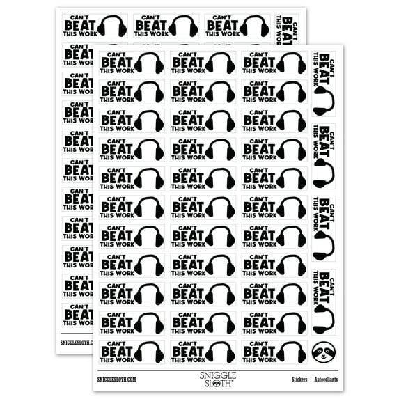 Can't Beat This Work Music Headphones Teacher Student School Sticker Set - White - Matte Finish - 1.5" Small