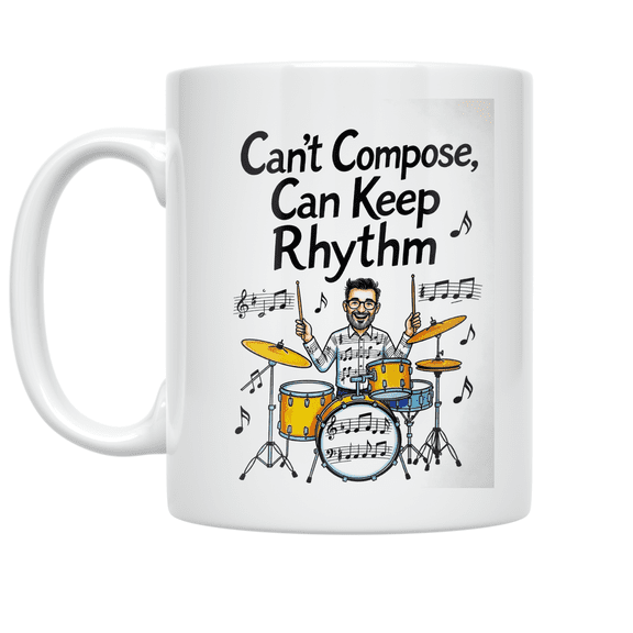 Can-t Compose, Can Keep Rhythm - Music Lover - 11 oz Ceramic Coffee Mug