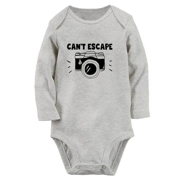 Can't Escape... Funny Rompers, Newborn Baby Unisex Bodysuits, Infant Jumpsuits, Toddler 0-12 Months Kids Long Sleeves Oufits (Gray, 0-6 Months)