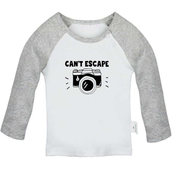 Can't Escape.. Funny T shirt For Baby, Newborn Babies T-shirts, Infant Tops, 0-24M Kids Graphic Tees Clothing (Long Gray Raglan T-shirt, 12-18 Months)