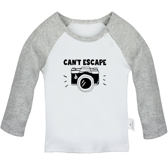 Can't Escape.. Funny T shirt For Baby, Newborn Babies T-shirts, Infant Tops, 0-24M Kids Graphic Tees Clothing (Long Gray Raglan T-shirt, 18-24 Months)