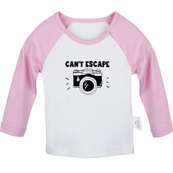 Can't Escape.. Funny T shirt For Baby, Newborn Babies T-shirts, Infant Tops, 0-24M Kids Graphic Tees Clothing (Long Pink Raglan T-shirt, 18-24 Months)
