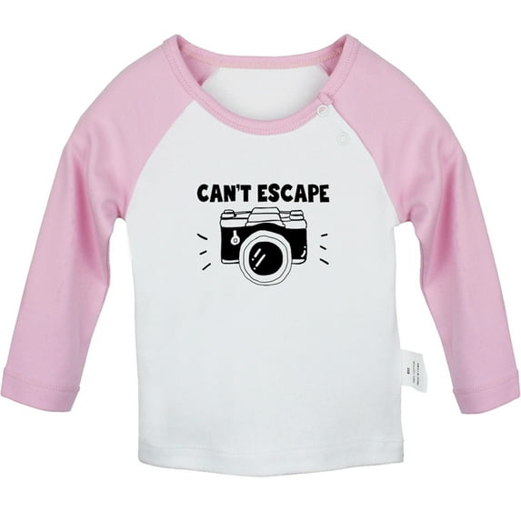 Can't Escape.. Funny T shirt For Baby, Newborn Babies T-shirts, Infant Tops, 0-24M Kids Graphic Tees Clothing (Long Pink Raglan T-shirt, 18-24 Months)
