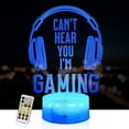 thumbnail image 1 of Can't Hear You I'm Gaming Night Light for Boys Girls, 3D Illusion Lamp Wireless Headphones with 7 Color Changing, Touch & Remote, Gamer Gifts Gaming Decor Men Room Birthday Christmas Party Supplies, 1 of 7