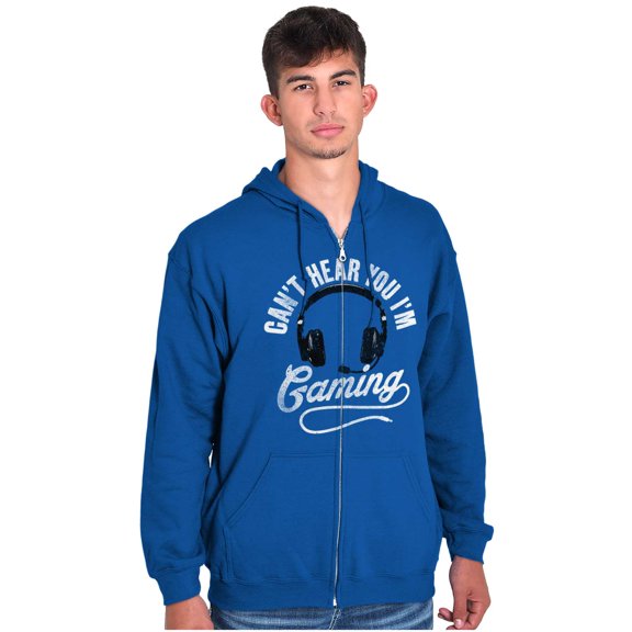 Can't Hear You I'm Gaming Zip Up Hoodie Men's Women's Brisco Brands S