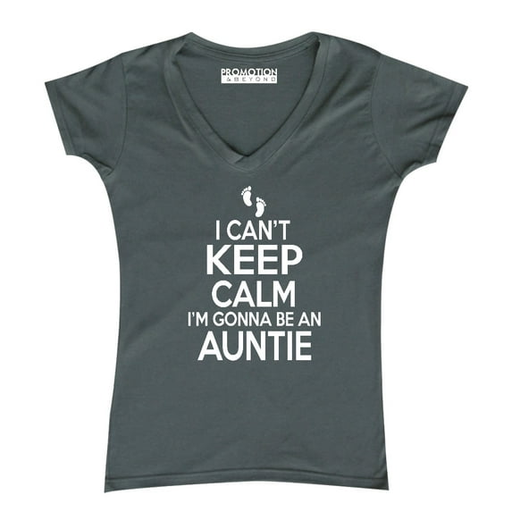 Can't Keep Calm Gonna Be An Auntie Women's V-neck, Charcoal, M