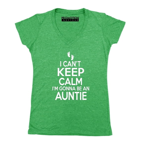 Can't Keep Calm Gonna Be An Auntie Women's V-neck, Heather Green, S