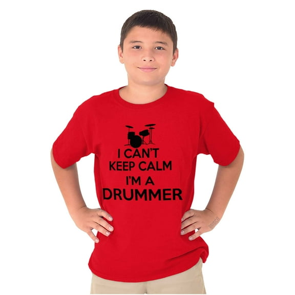 Can't Keep Calm a Drummer Percussion Crewneck T Shirts Boy Girl Teen Brisco Brands L